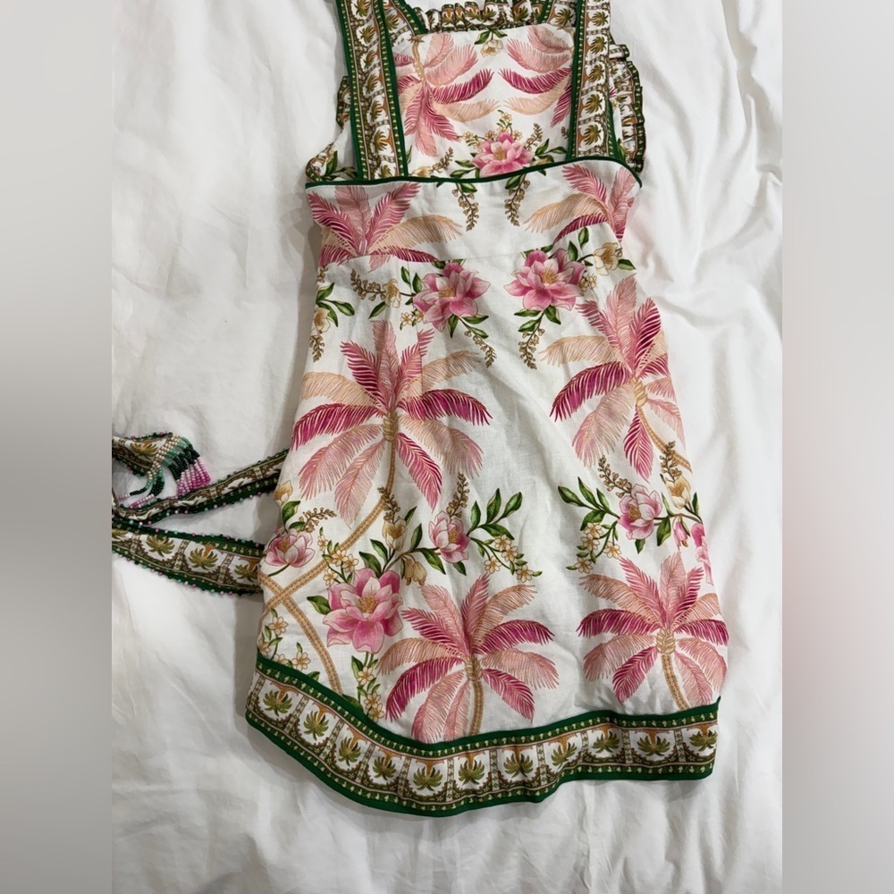 Farm Rio Palm Dream Off-White Sleeveless Angled Mini Dress - Picture 6 of 15